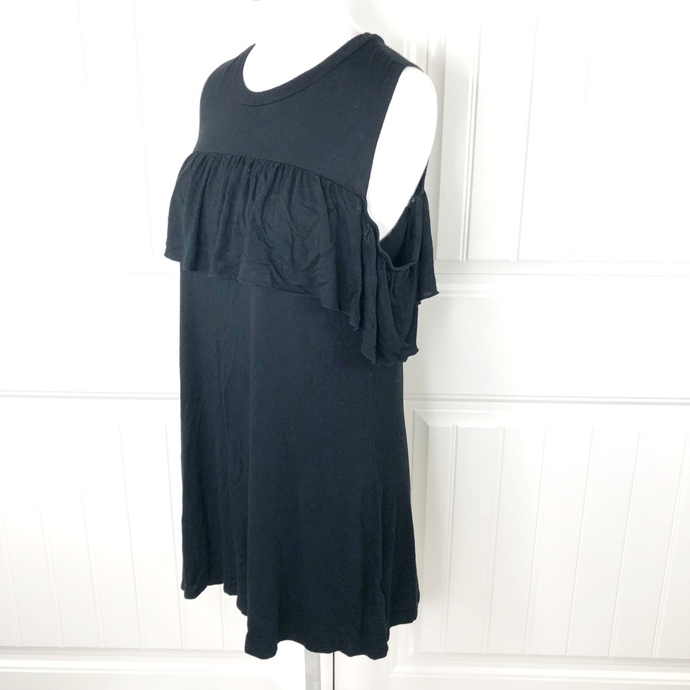 Joe Boxer Black Cold Shoulder Ruffle Mini Dress M - Picture 6 of 7